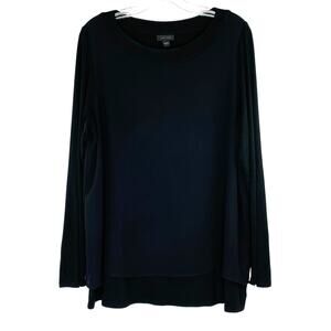 J. Jill Wearever Collection black long sleeve tunic blouse Women's size L petite